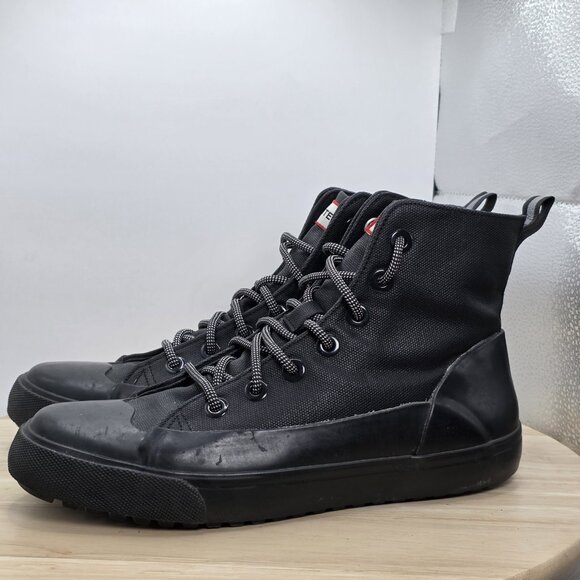 Womens Size 8.5 - Hunter Target Dipped Canvas High-Top Sneakers Black on Black - Picture 1 of 9